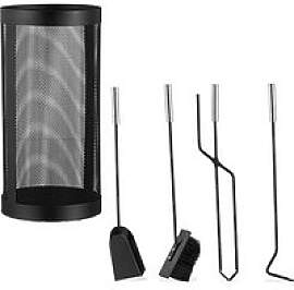 relaxdays Kaminbesteck schwarz, 1 Set