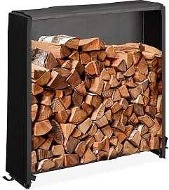 Relaxdays Kaminholzregal mit Abdeckung, für Holz
