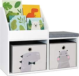 Relaxdays Kinderbank mit Stauraum, HBT: 72 x 79 x