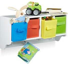 relaxdays Kinderregal weiß 61,0 x 16,0 x 28,0 cm, 