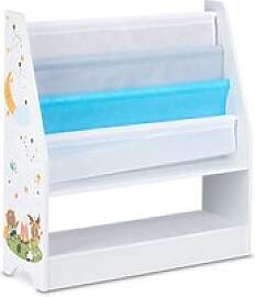 relaxdays Kinderregal weiß/blau 71,0 x 23,0 x