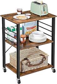 Relaxdays Küchenwagen, 3 Ebenen, mit 6 Haken,