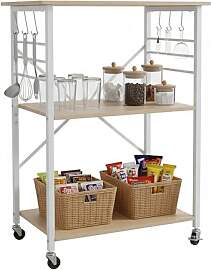 Relaxdays Küchenwagen, 3 Ebenen, mit 6 Haken,