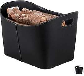 relaxdays Kunstleder XL Kaminholzkorb 27,0 l