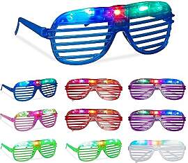 Relaxdays LED Brille, 10er Set, Partybrille