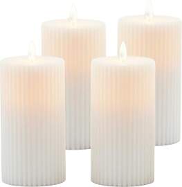Relaxdays LED Kerzen 4er Set, HxD: 17,5 x 8 cm,