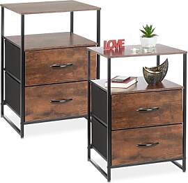 Relaxdays Nachttisch Industrial, 2er Set, HBT 70 x 