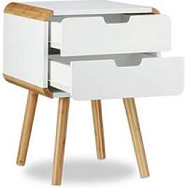 relaxdays Nachttisch rechteckig MDF-Platte, Bambus 