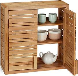 Relaxdays, natur Wandschrank aus Bambus, 2 Türen, 