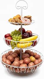 Relaxdays Obst Etagere, 3-stöckig, Metall, HxD: