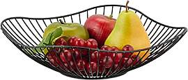 Relaxdays Obstschale Metall, Flacher Obstkorb, H x 