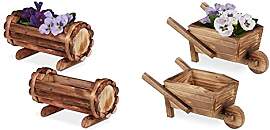 Relaxdays Pflanzengefäß, geflammtes Holz, 2