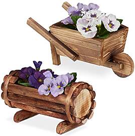 Relaxdays Pflanzengefäß Holz, 2 Stück,