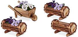 Relaxdays Pflanzengefäß Holz, 2 Stück,