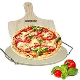 relaxdays Pizzastein-Set beige, 1 Set