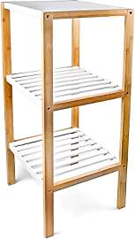 Relaxdays Regal, Bambus, Weiß, 80 x 33 x 34 cm,