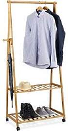 relaxdays Rollgarderobe braun Holz 84,0 x 166,0