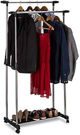 Relaxdays Rollgarderobe mit 2 Kleiderstangen,