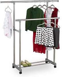 relaxdays Rollgarderobe silber Metall 94,0-160,0 x 