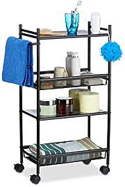 Relaxdays Rollregal schmal aus Metall, 4 Etagen
