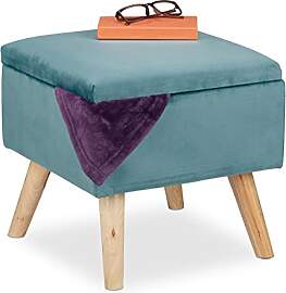 Relaxdays Samthocker mit Stauraum, gepolstert,