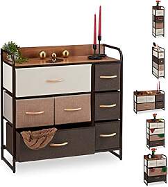 Relaxdays Schubladenschrank, 7 Stoff Fächer,