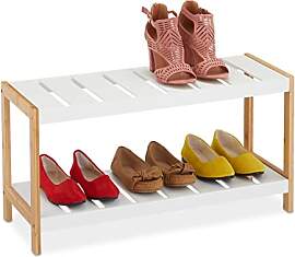 Relaxdays Schuhregal 2 Ebenen, für 6 Paar Schuhe, 