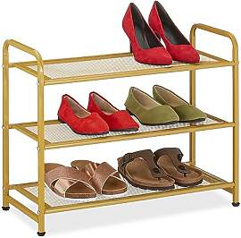 Relaxdays Schuhregal Metall Schuhablage, 3