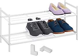 Relaxdays Schuhregal Metall, stapelbar, 2 Ebenen,