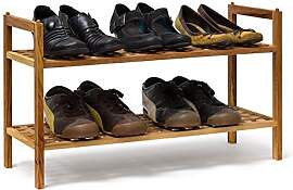 Relaxdays Schuhregal Walnuss stapelbar H x B x T: