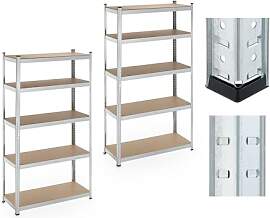 Relaxdays Schwerlastregal, 2er Set, 5 Ebenen,