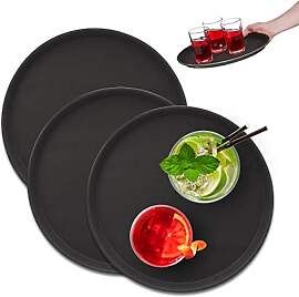 Relaxdays Serviertablett 3er Set, rund Ø 35 cm,