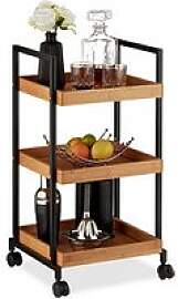 relaxdays Servierwagen braun, schwarz 37,0 x 34,0