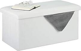 Relaxdays Sitzbank mit Stauraum, Leinen-Optik,