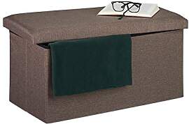 Relaxdays Sitzbank mit Stauraum, Leinen-Optik,