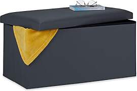 Relaxdays Sitzbank, Stauraum, Kunstleder, faltbar, 