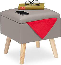 Relaxdays Sitzhocker mit Stauraum, aus Kunstleder, 