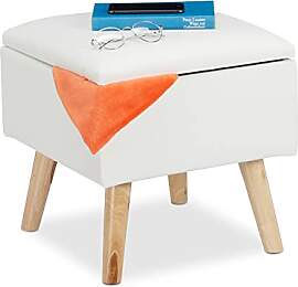 Relaxdays Sitzhocker mit Stauraum, aus Kunstleder, 