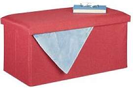 relaxdays Sitztruhe 10031616_708 rot Holz 76,5 cm