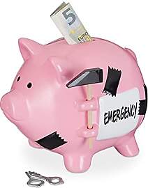 Relaxdays Sparschwein mit Hammer, Emergency