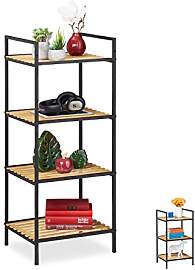 Relaxdays Standregal 4 Ablagen, Bambus &