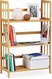 Relaxdays Standregal Bambus, Holz, 3 Ablagen,