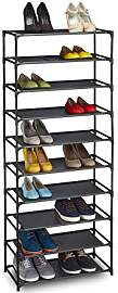 Relaxdays Stoff Schuhregal 10 Ebenen, schwarz,