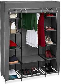 Relaxdays Stoffschrank mit Kleiderstange & 12