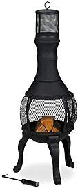 Relaxdays Terrassenofen, Gusseisen, HxD 113x38 cm, 