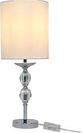 Relaxdays Tischlampe, Glasfuß, Stoffschirm, E27,