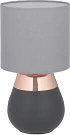 Relaxdays Tischlampe, Metallfuß, Stoffschirm,