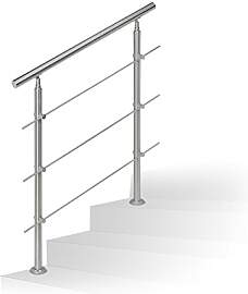 Relaxdays Treppengeländer Edelstahl Set, für