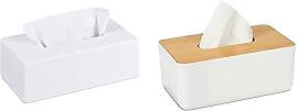 Relaxdays Tücherbox Bambus, Taschentuchbox mit