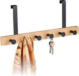 Relaxdays Türgarderobe, 6 Haken, Hakenleiste zum